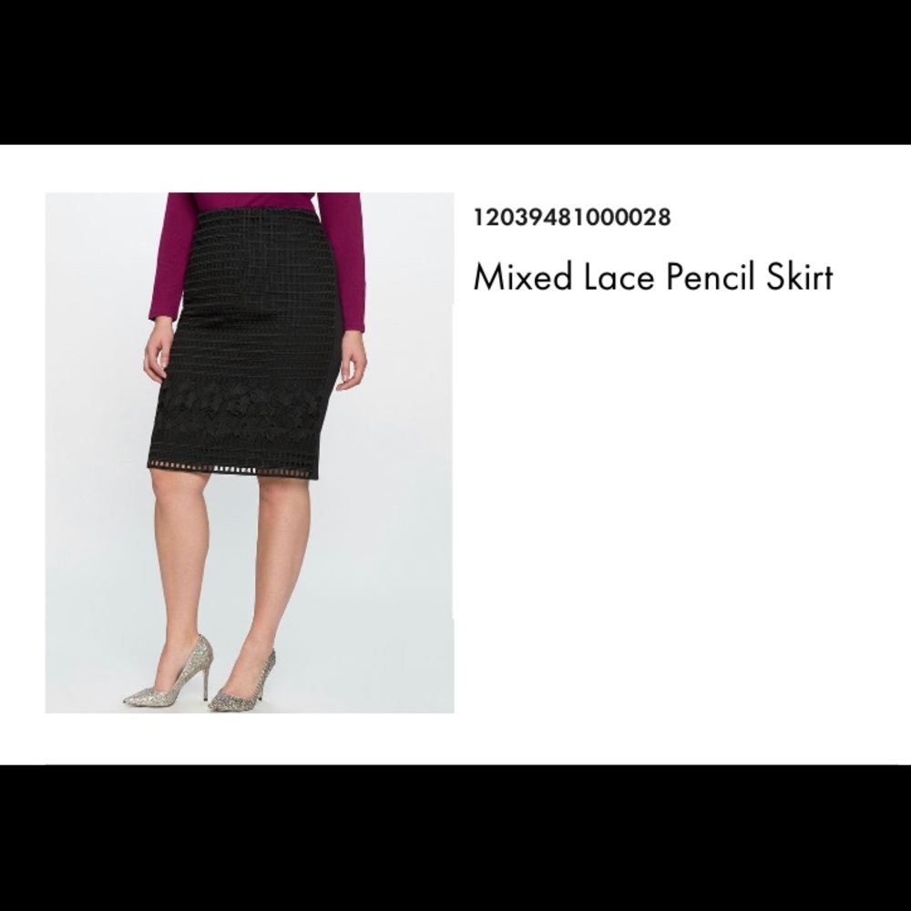 ELOQUII Mixed Lace Pencil Skirt size 28 NWT